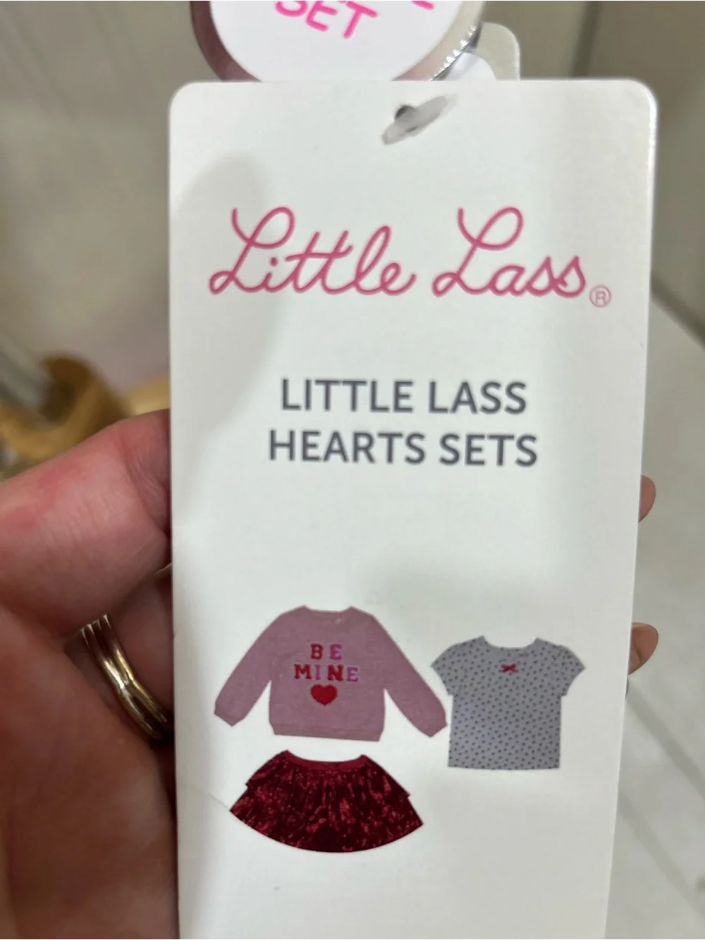 Little Lass Pink Sweatshirt and Red Sequin Skirt Set